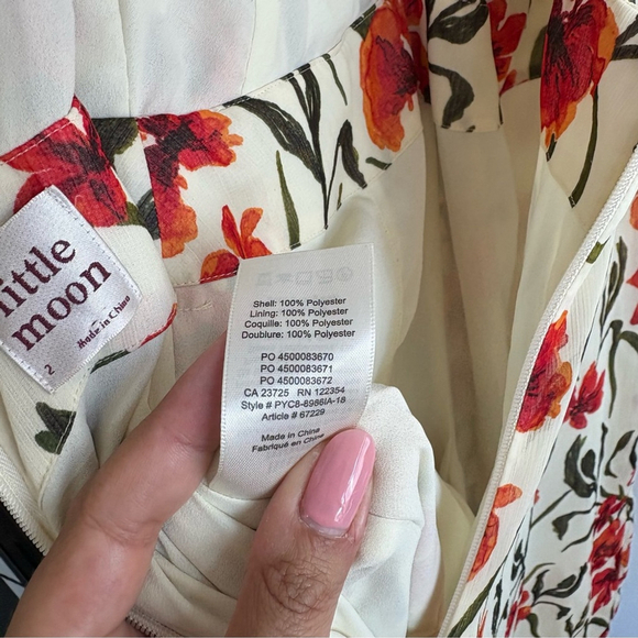 Aritzia LittleMoon Floral Jumpsuit Sleeveless Cross Front Open Back Wide-Leg Sz2 - Picture 7 of 14